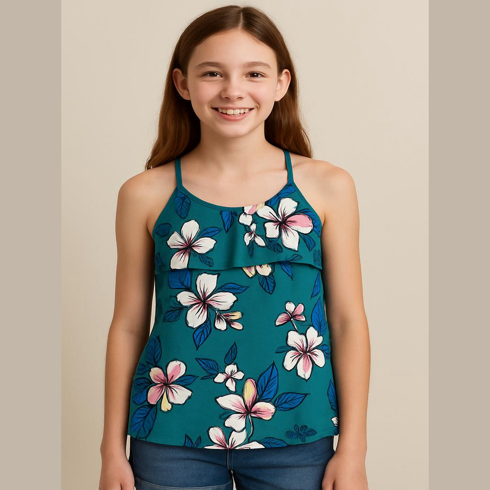 Bixby Nomad floral crisscross back tank top sleeveless tshirt Size M 8-10